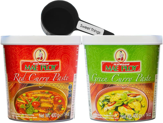 Sweet Things Mae Ploy Thai Green & Red Curry Paste 400g - 5065015316732