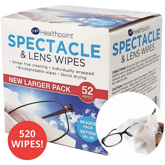 Healthpoint Spectacle Wipes - 10 Packs of 52 Wipes