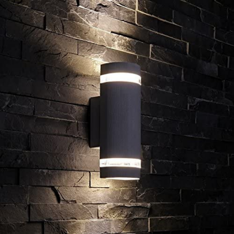 Biard Modern Black Round Curved Up Down Outdoor Security Wall Light